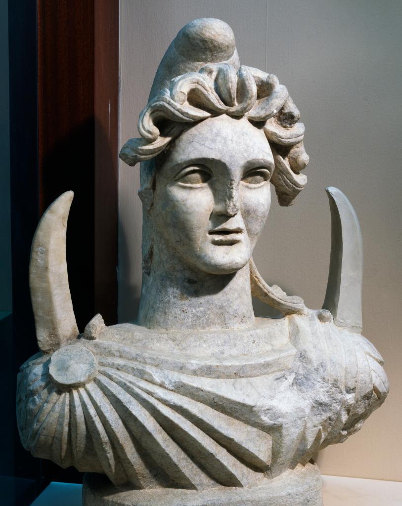 TURKEY - NOVEMBER 15: Stone bust of the goddess of the Moon Hecate, from Ankara, Turkey. Roman 