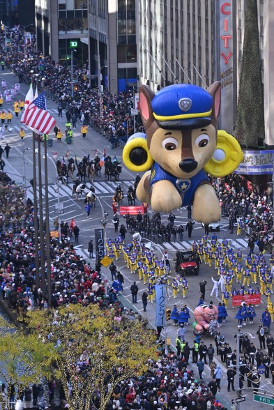 Balloons and floats at the 97th Macy's Thanksgiving Day Parade on Thursday, November 23, 2023 in New York City.