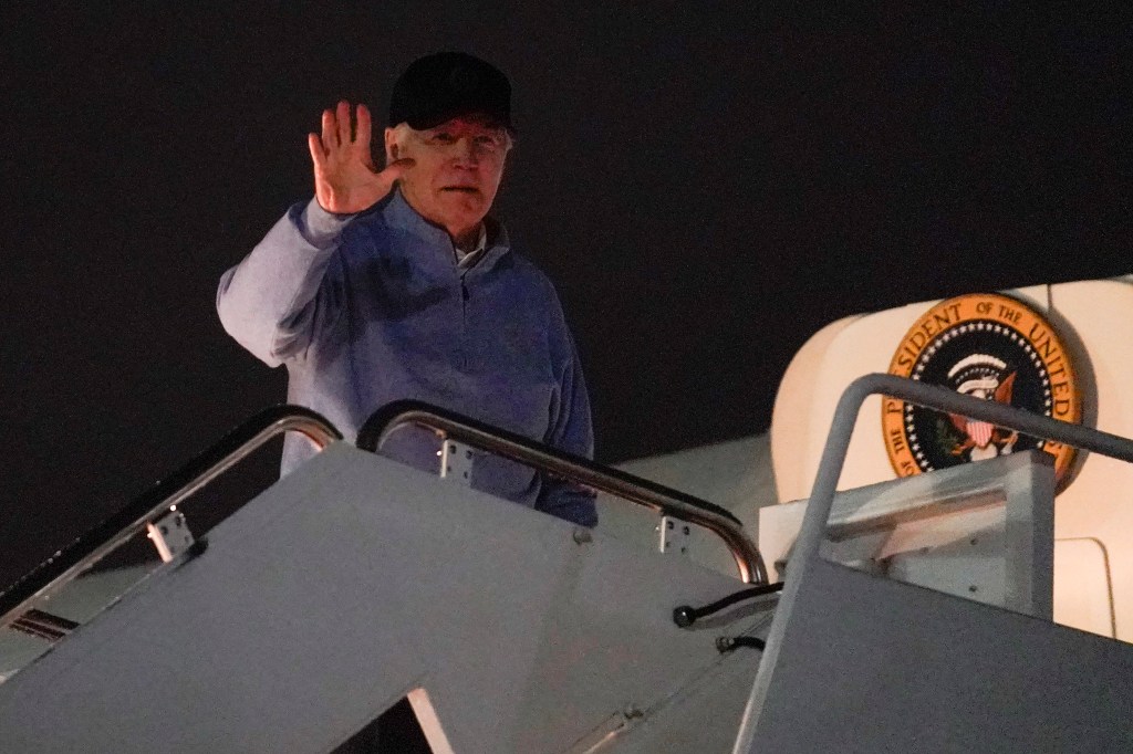 President Joe Biden boards Air Force One as he heads to Nantucket on Tuesday, Nov. 21, 2023, at Andrews Air Force Base, MD.