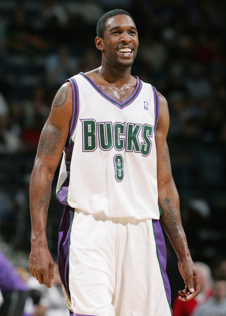 MILWAUKEE, WI - MARCH 16:  Joe Smith #8 of the Milwaukee Bucks smiles during the game against the Cleveland Cavaliers on March 16, 2005 at Bradley Center in Milwaukee, Wisconsin.  