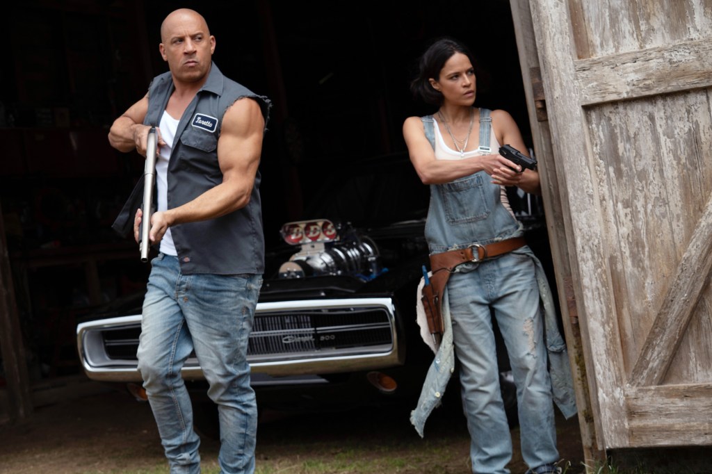 F9, (aka FAST & FURIOUS 9, aka FAST AND FURIOUS 9), from left: Vin Diesel, Michelle Rodriguez, 2021. ph: Giles Keyte / © Universal Pictures / Courtesy Everett Collection