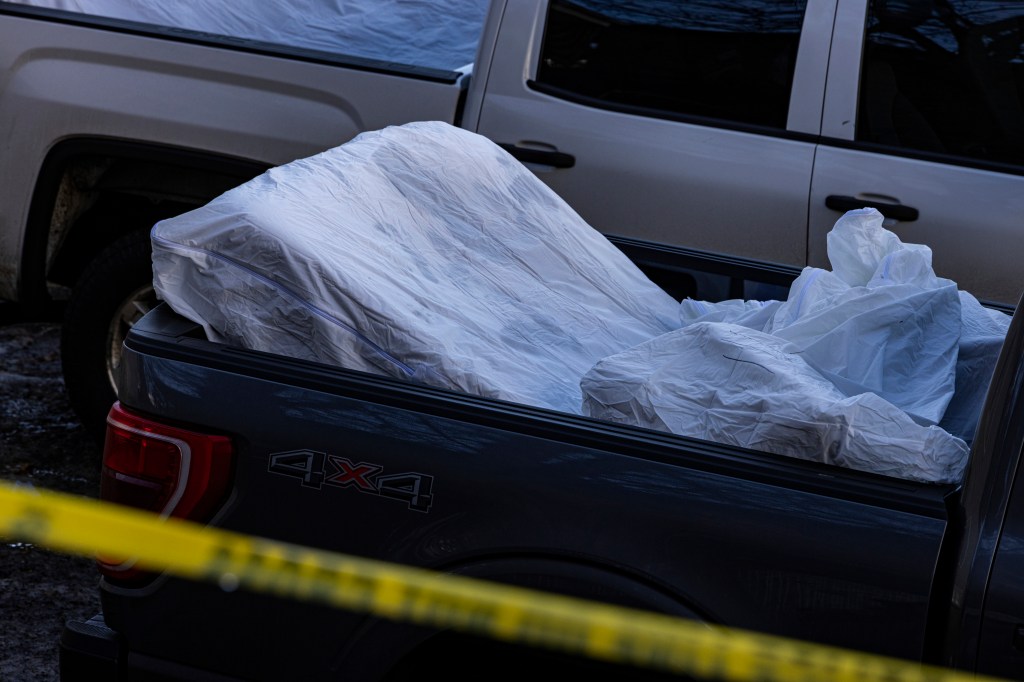 evidence in the back of a pickup truck