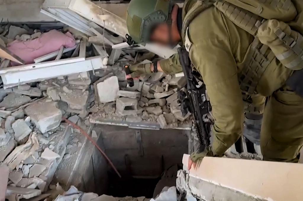 An Israeli soldier checks out a tunnel. 