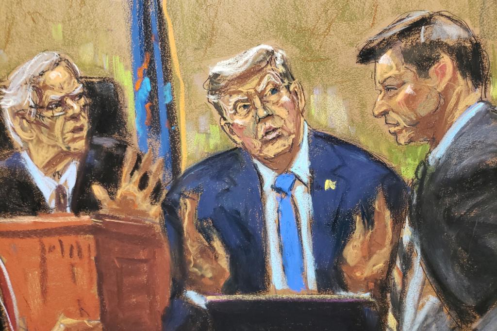 Former U.S. President Donald Trump is questioned by Kevin Wallace of the New York Attorney General's Office, during the Trump Organization civil fraud trial before Judge Arthur Engoron in New York State Supreme Court