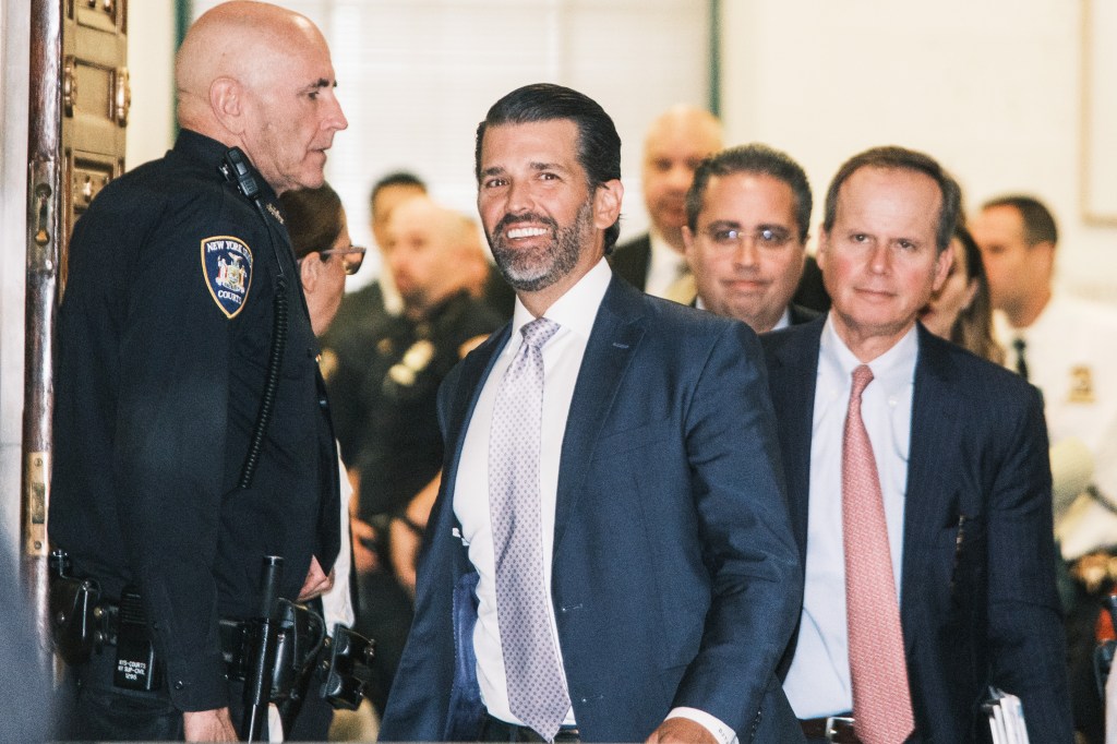 Donald Trump Jr. at Manhattan Supreme Court for the Trump Organization's fraud trial on November 13, 2023.