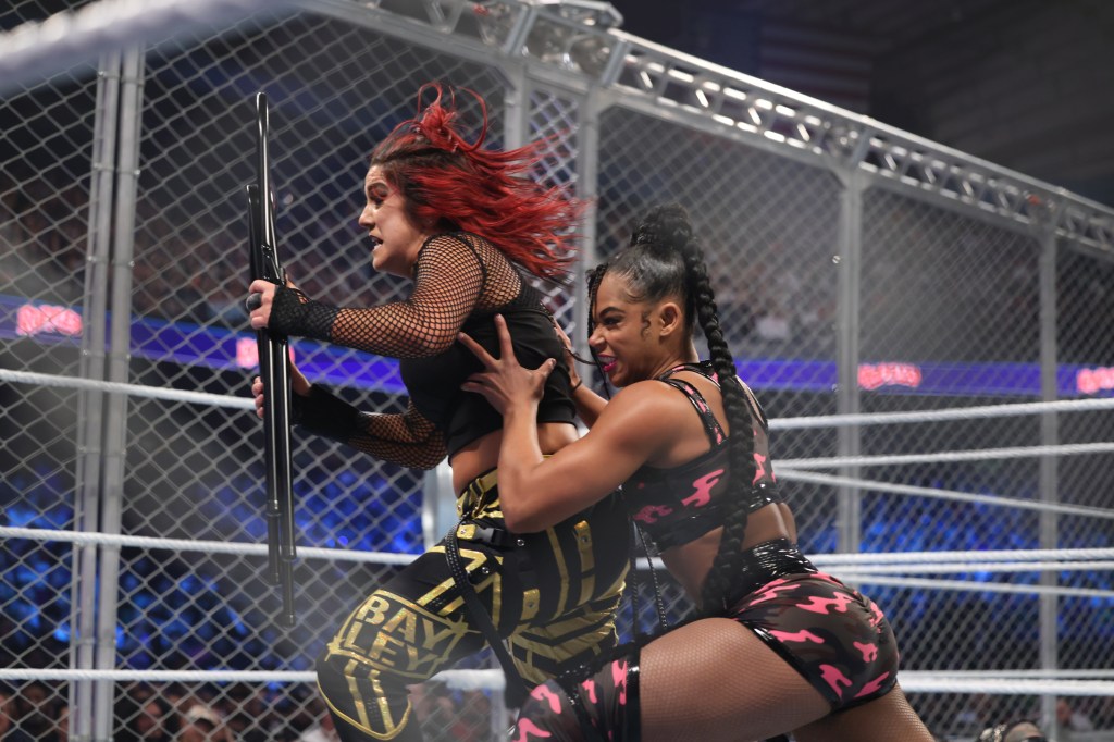 Bayley and Bianca Belair during WarGames