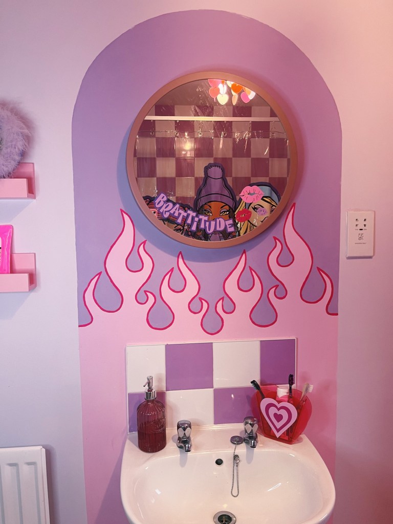 The Bratz-themed bathroom took 3 weeks to complete. 