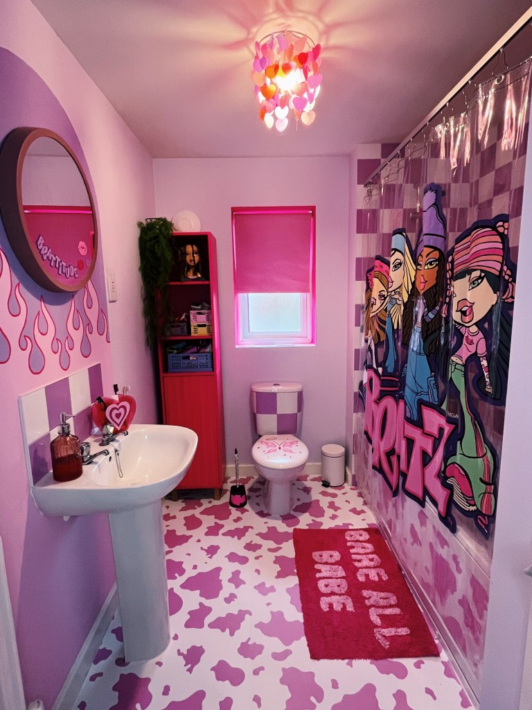 The Bratz themed bathroom is Murphy's favorite room. 