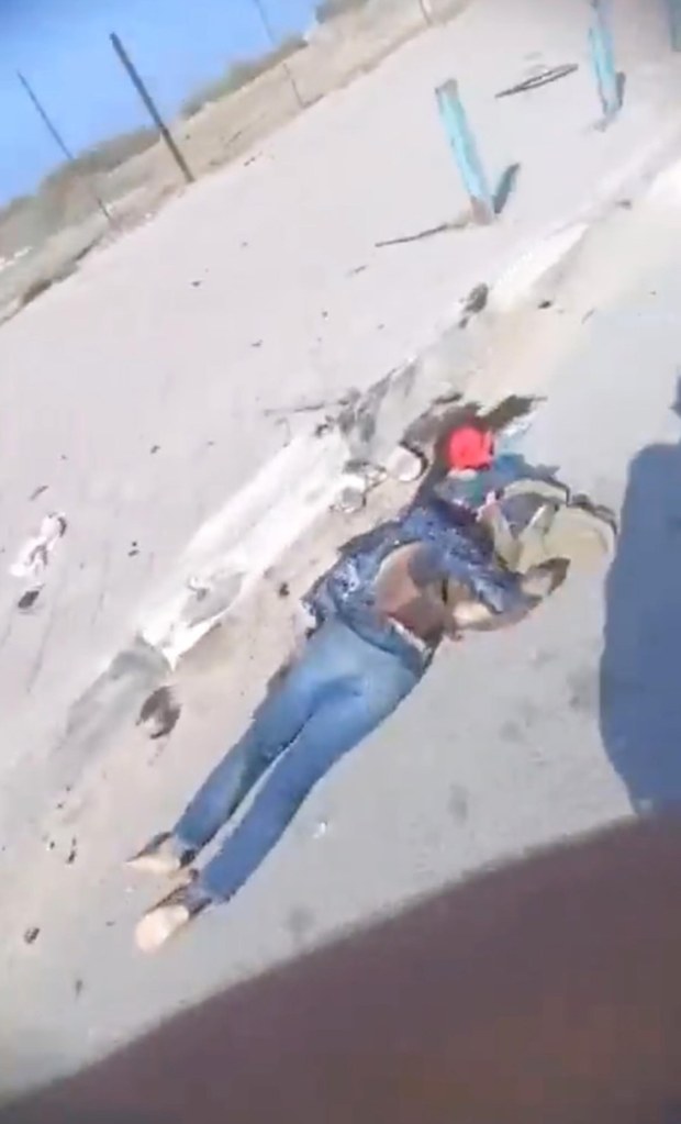 Unverified video circulating on social media appears to show a group of residents gunned down by Hamas police on the Al Rasheed beach road as they tried to flee south from the Israeli offensive.