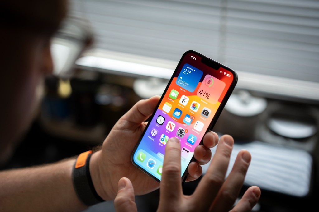 The iOS 17 operating system for iPhone is seen in this illustration photo on 20 July, 2023. (Photo by Jaap Arriens/NurPhoto via Getty Images)