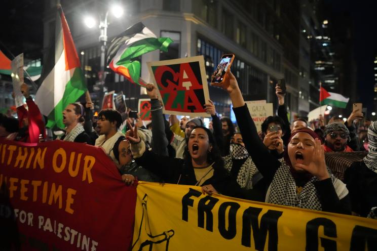 Protestors for Palestine outside Penn Station