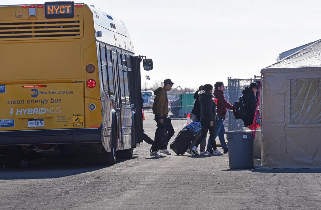 Approximately 20 migrants arrived on a NYC bus today at Floyd Bennett Field