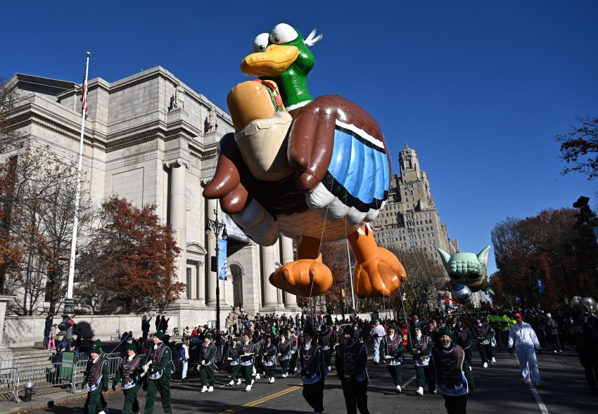 Balloons and floats at the 97th Macy's Thanksgiving Day Parade on Thursday, November 23, 2023 in New York City.