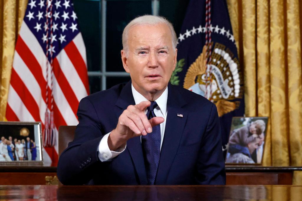 US President Joe Biden addresses the nation on the conflict between Israel and Gaza and the Russian invasion of Ukraine from the Oval Office of the White House in Washington, DC, on October 19, 2023