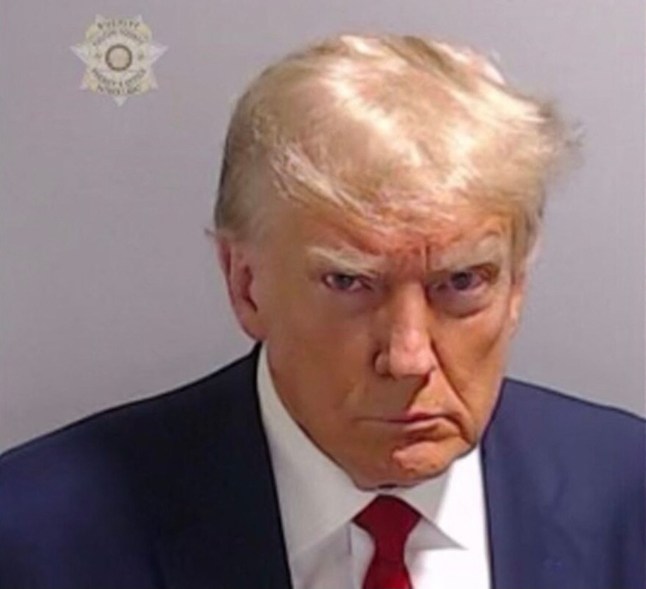 Image released by the Fulton County Sheriff's Office on Aug. 24, 2023 shows the booking photo of former President Donald Trump.