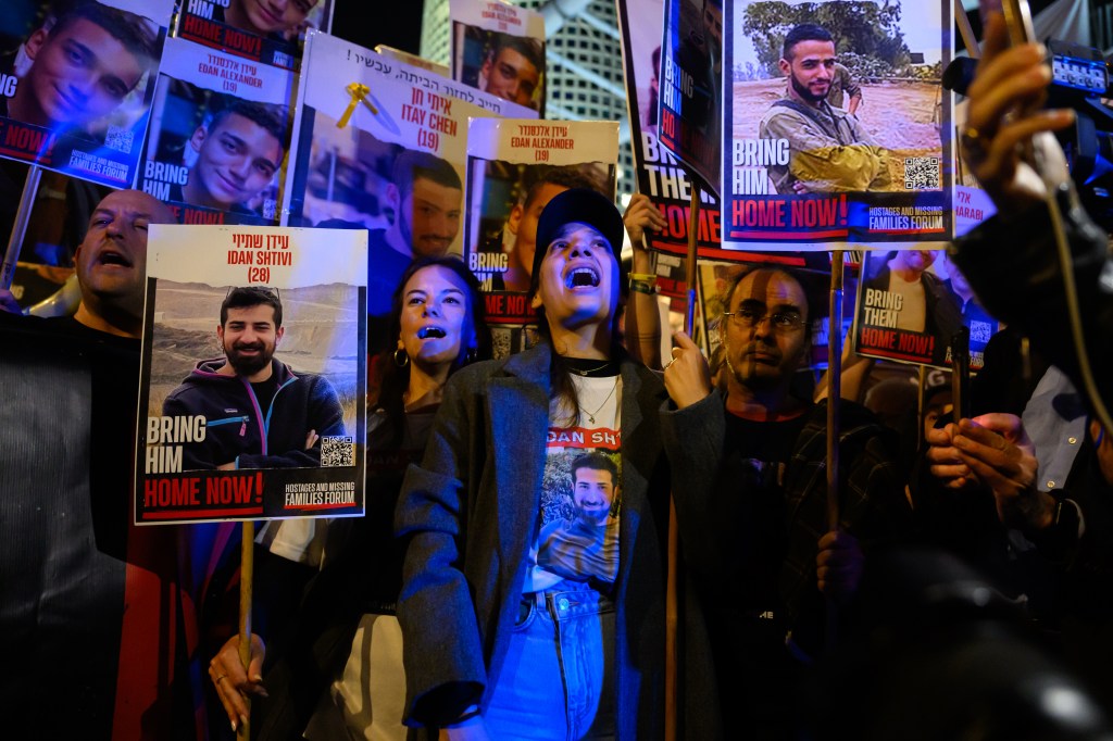 Families of those still trapped in Gaza continue to hold demonstrations in Tel Aviv to demand their loved ones' immediate release. 