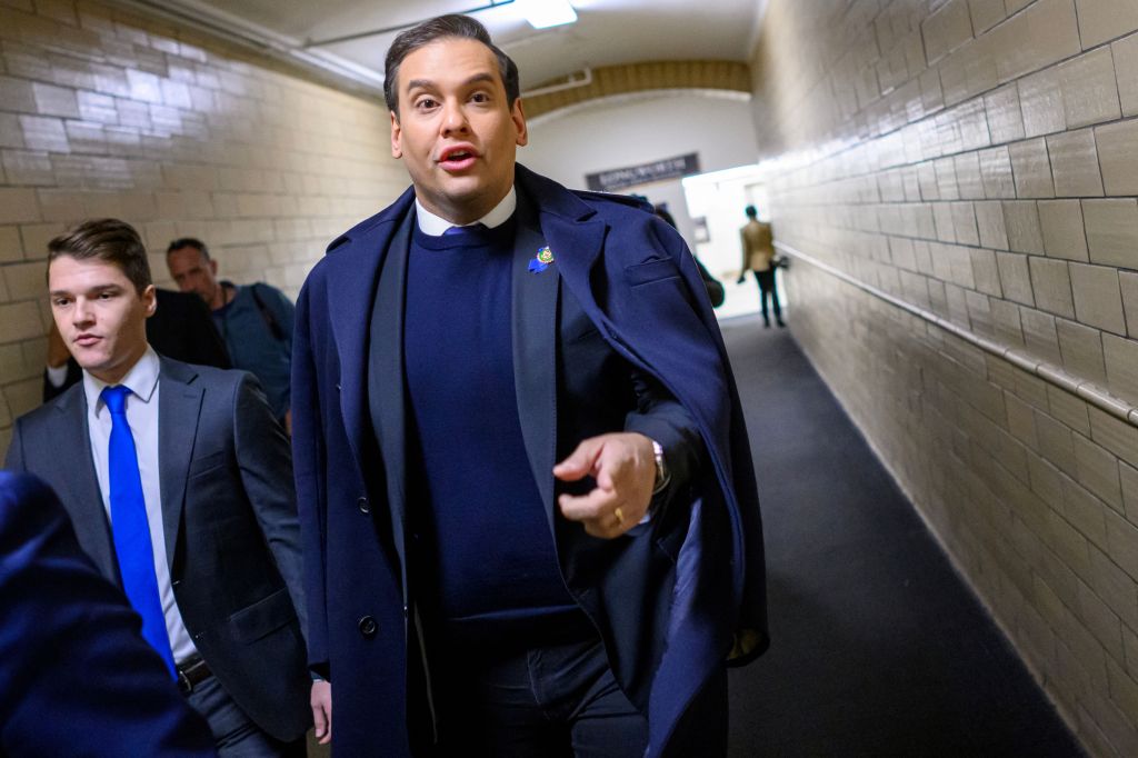 Rep. George Santos walks to the Capitol from his office before his expulsure vote on Friday, Dec. 1, 2023.