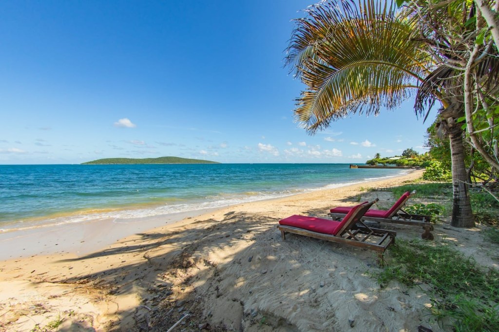 The home has private beach access.