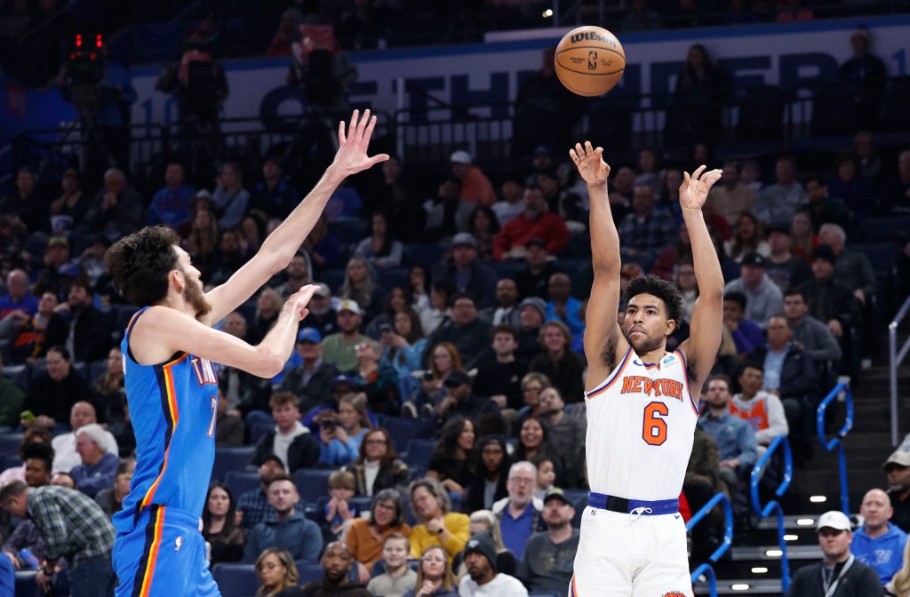 Quentin Grimes, who played just 11 minutes, hit two 3-pointers in the Knicks' loss to the Thunder.