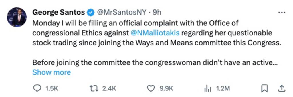 George Santos fires off tweets about his former fellow republicans in congress