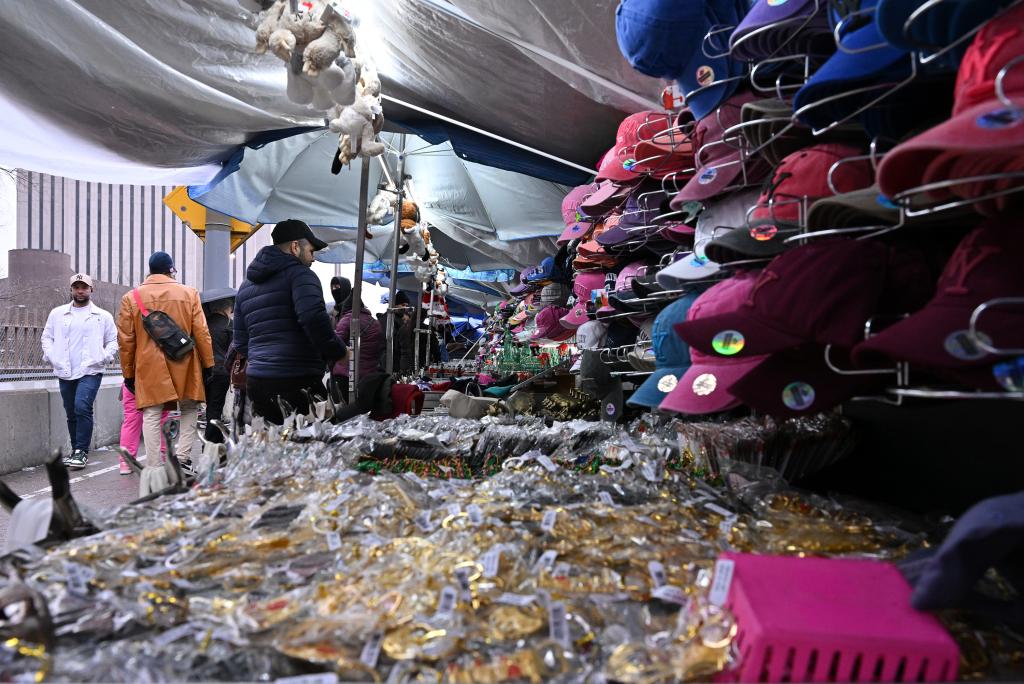 A close up of a vendor's table.