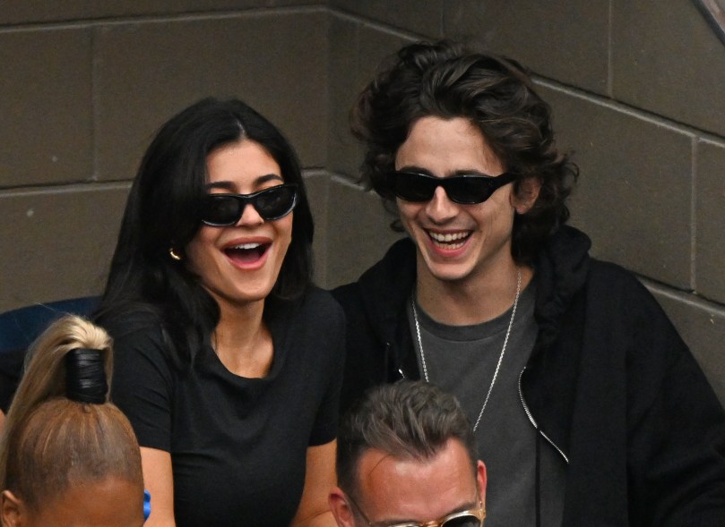 Kylie Jenner and Timothy Chalamet are seen together at the men's finals at the US Open on Sept. 10, 2023, at Arthur Ashe Stadium, Queens, NY.