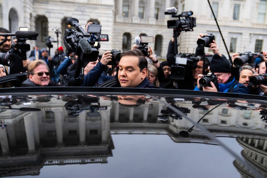 Rep. George Santos, R-NY, leaves the US Capitol after the House voted to expel him from Congress on Friday, Dec. 1, 2023.