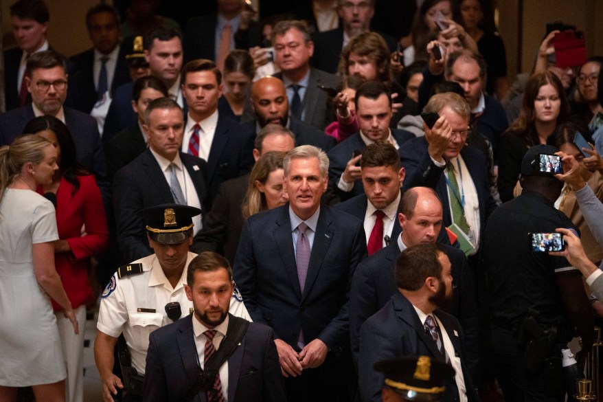 Rep. Kevin McCarthy leaves the House floor after being ousted as speaker of the House at the Capitol on Tuesday, Oct. 3, 2023.