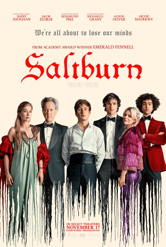 The movie poster for "Saltburn. 