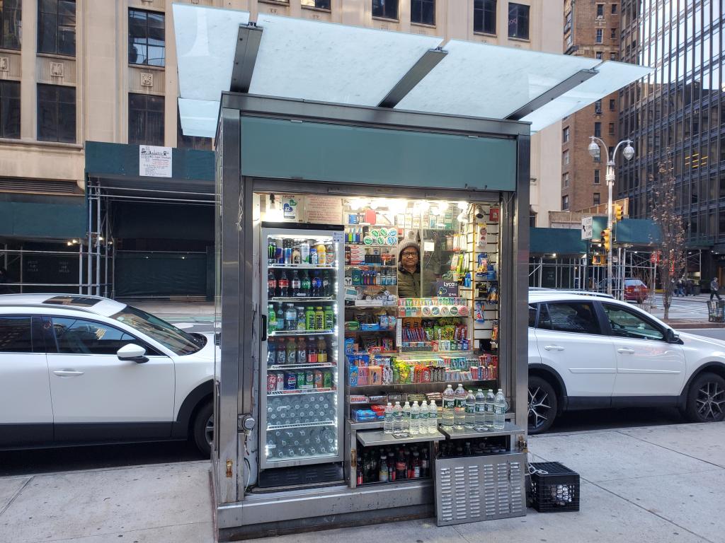 Manhattan newsstand outside 1717 Broadway. 