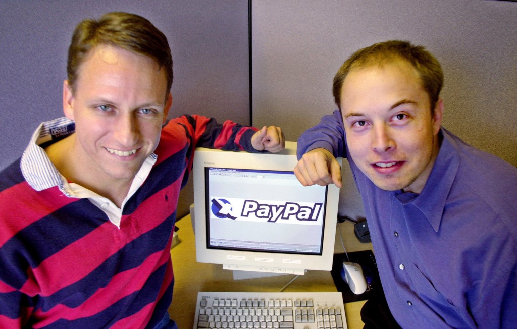 Former PayPal CEO Thiel (left) and Musk were reportedly part of the "PayPal Mafia" before Musk was ousted in 2000 in a "coup" orchestrated by Thiel. Three years later, Musk would go on to start Tesla and top the billionaire ranks.