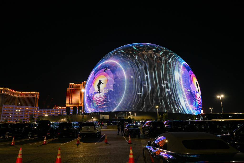 The Sphere from the parking lot.