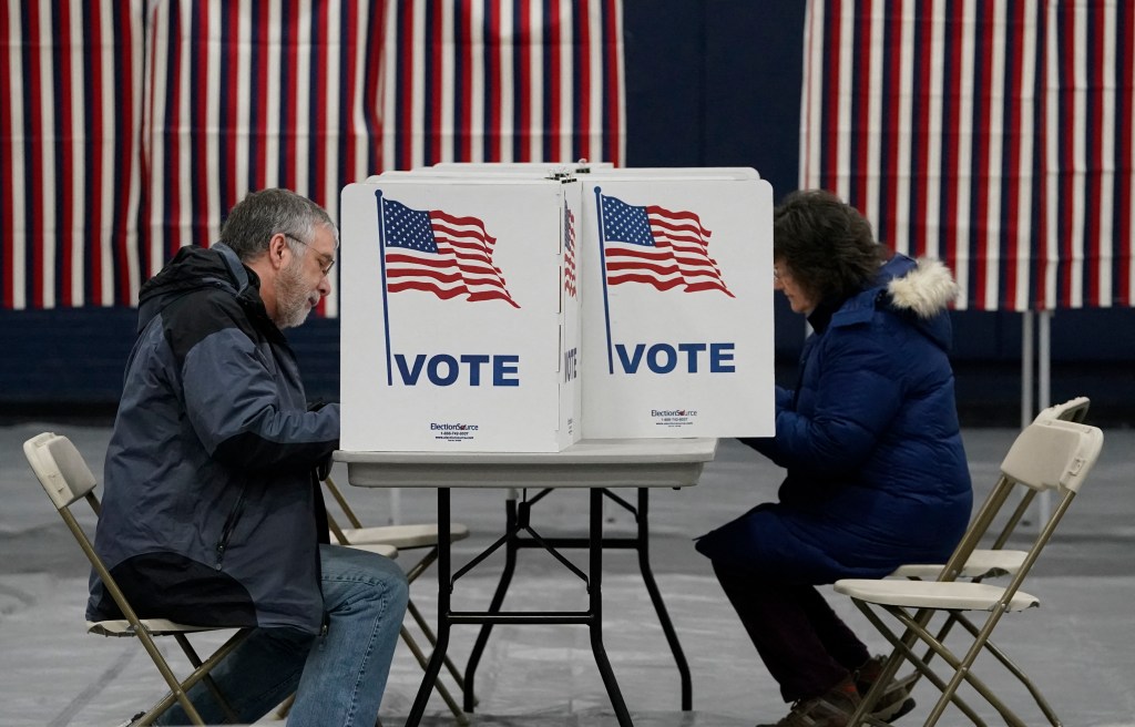 New Hampshire residents cast their ballots in the state's primary on January 23, 2024, in Concord. 