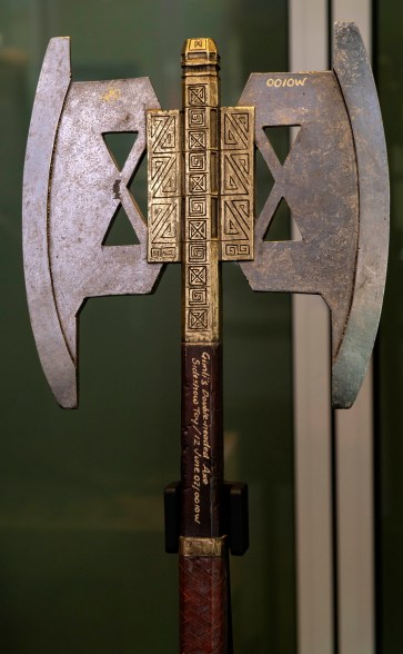 Gimli's (John Rhys-Davies) double-headed axe from "The Lord of the Rings Trilogy" (2001)