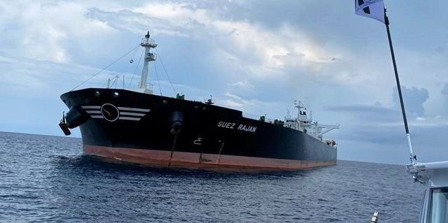 The tanker had been off the city of Basra, Iraq, loading crude oil bound for Aliaga, Turkey,