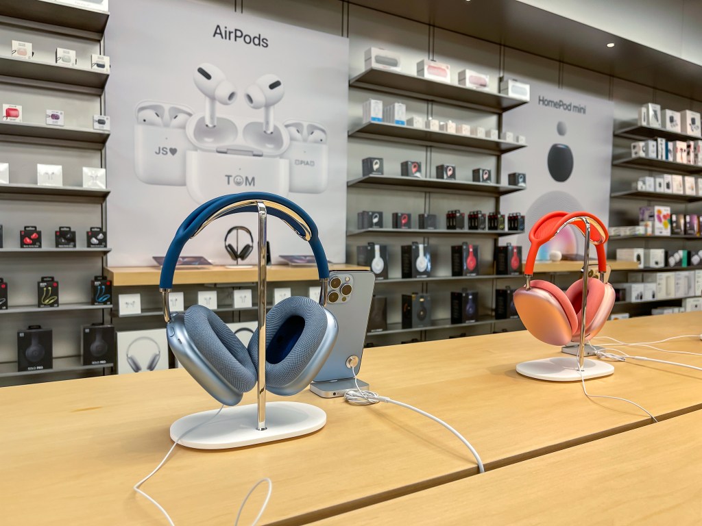 AirPods Max on table in Apple store