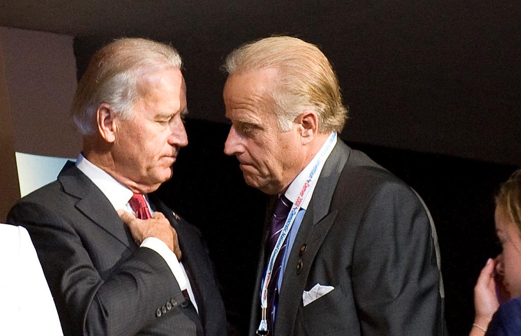 Democratic Vice Presidential candidate Joe Biden (L) and his brother James Biden during the Democratic National Convention in Denver