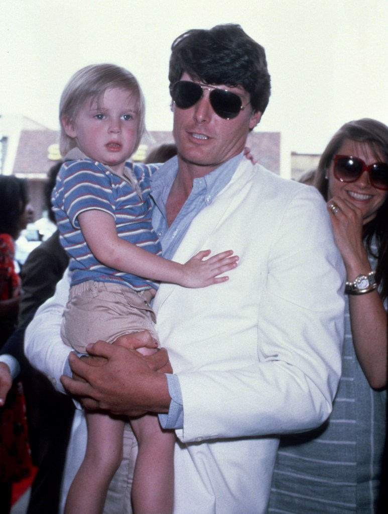 Christopher Reeve with his son, Matthew, and partner Gae Exton in New York circa 1983.