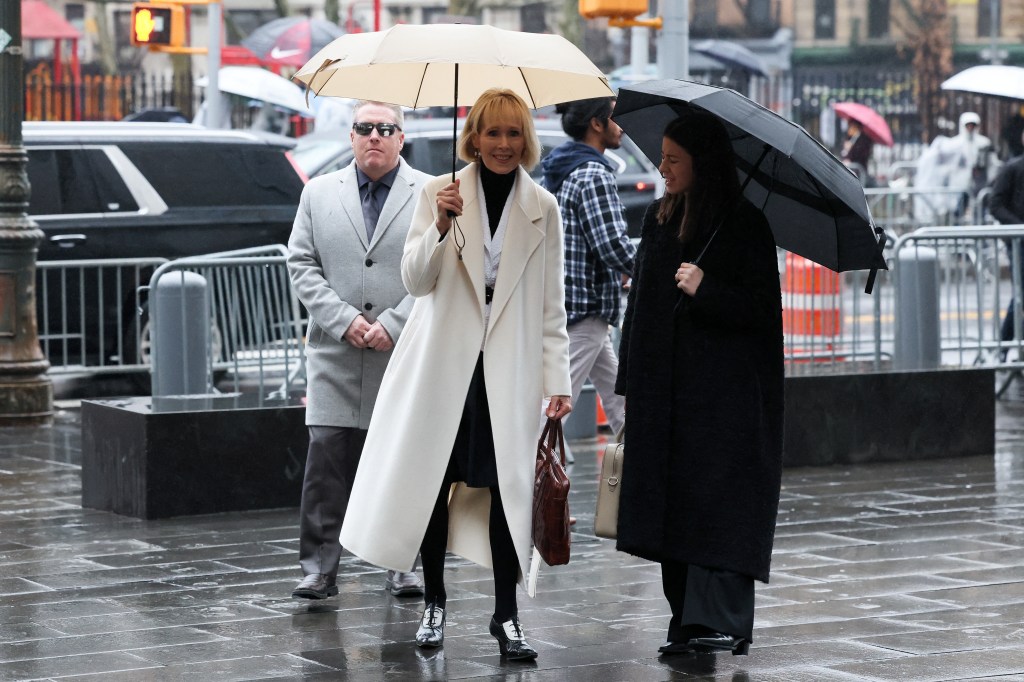 E. Jean Carroll walks outside Manhattan Federal Court in New York City after second civil trial for defamation lawsuit against Donald Trump.