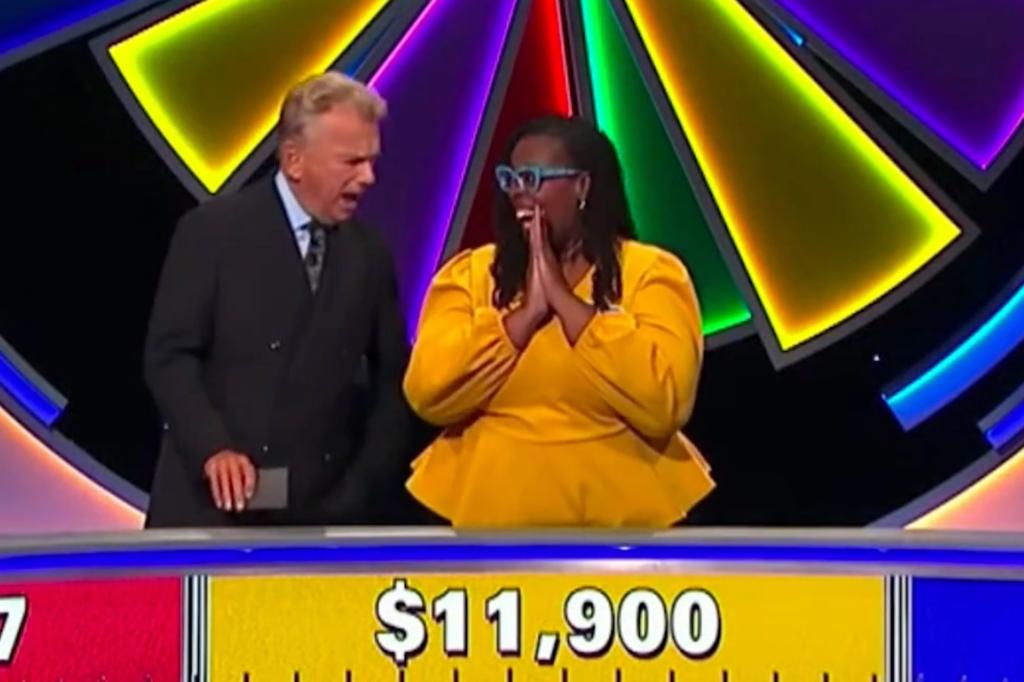 "According to my math, by $200," Sajak began before he was interrupted by the contestant named Angela Omezie who who started screaming when she realized she had won the round. 