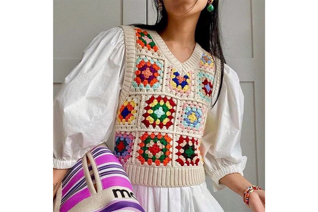 Etsy Crochet Granny Square Sweater Vest