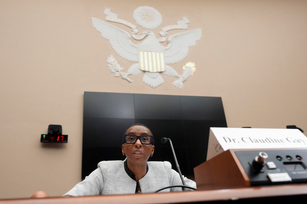 Claudine Gay is pictured testifying at the congressional hearing on Dec. 5.