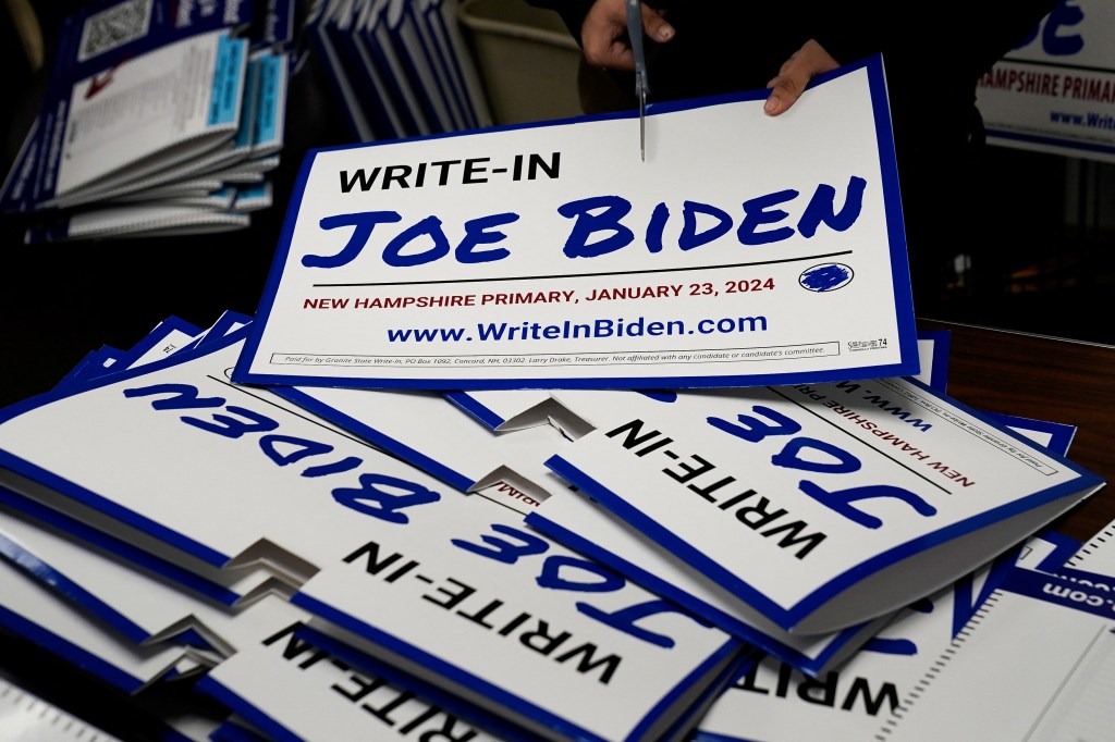 Write-in campaign supporting U.S. President Biden prepares for New Hampshire primary election, in Hooksett