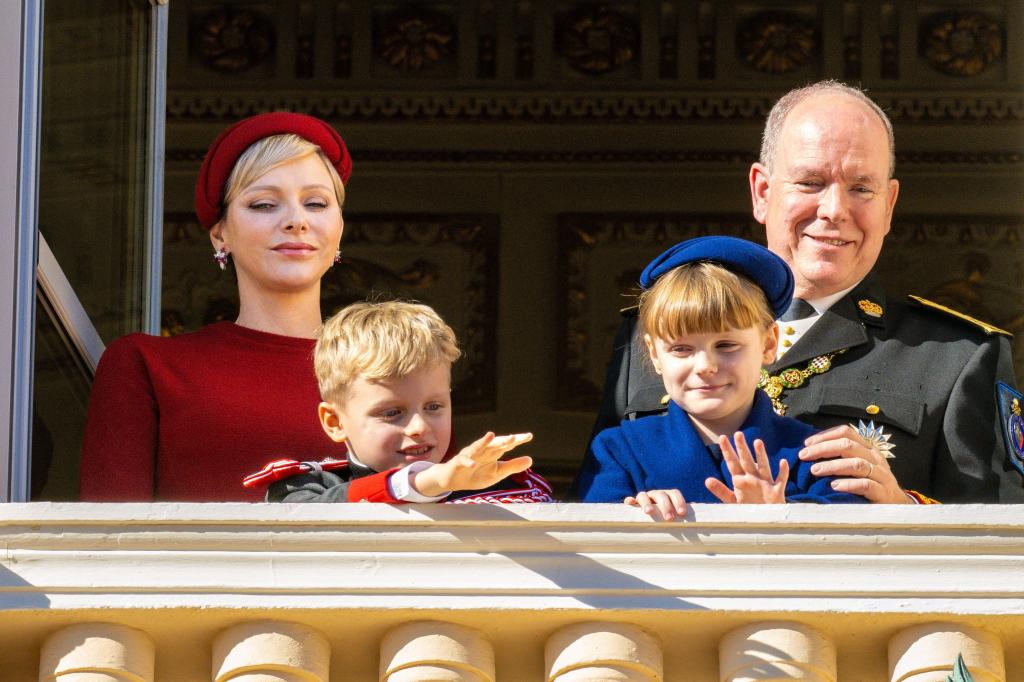 A photo of Monaco's ruling family from their balcony at the palace.