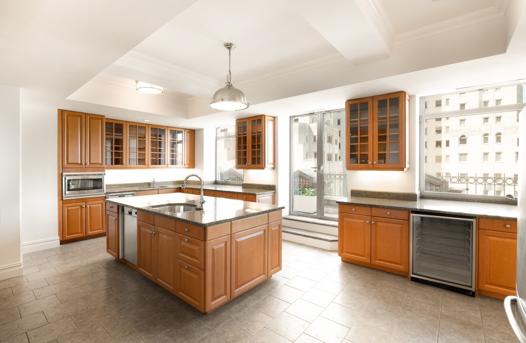 Interior of the kitchen inside the penthouse.