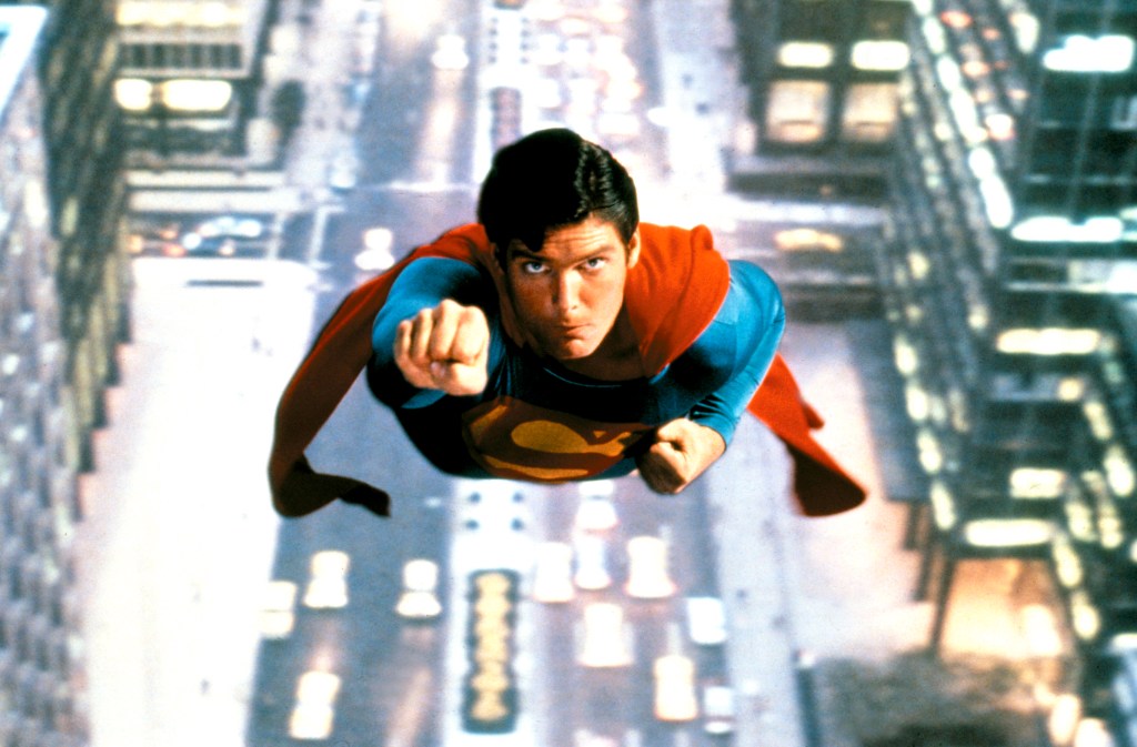 Christopher Reeve as Superman in the big-screen movie "Superman" (1978), which catapulted him to stardom.