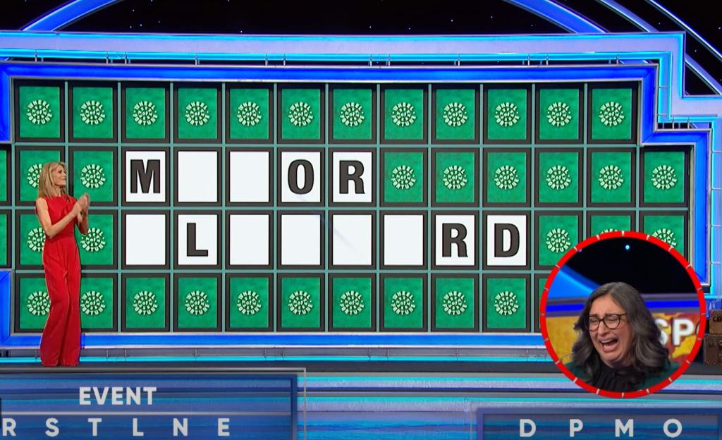 Tina didn't get the answer correct. "You've got to think bigger! Think bigger!" host Pat Sajak told her as the answer was revealed to be "major blizzard."