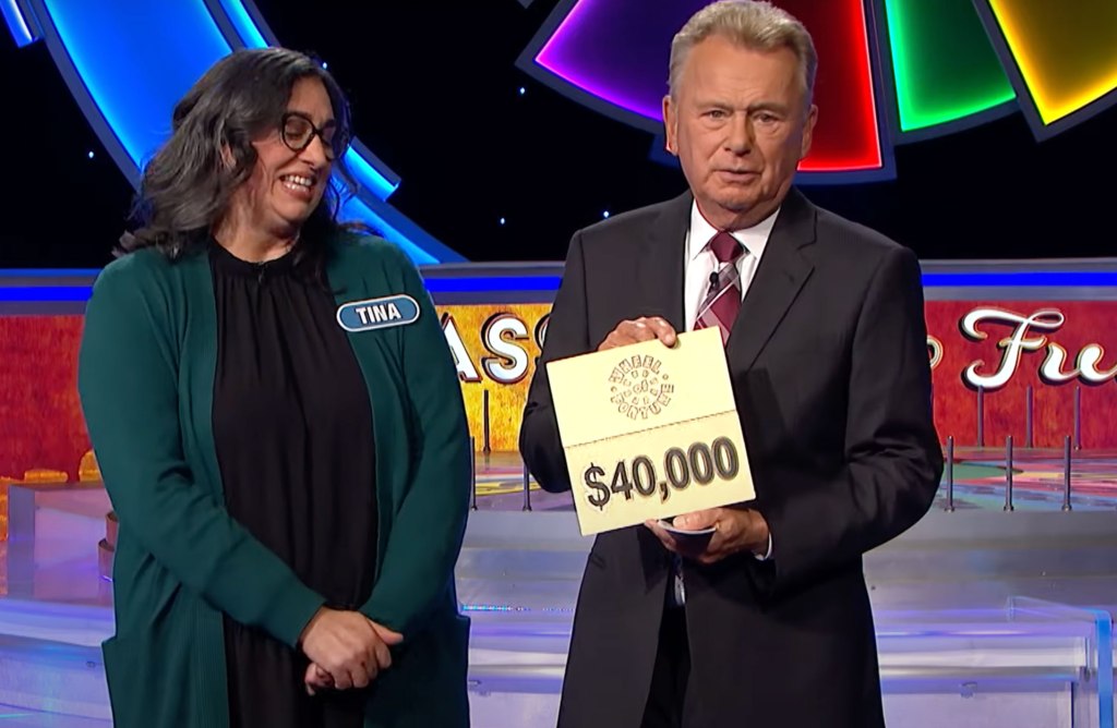 Pat then opened the prize envelope, showing that had Tina guessed correctly she would have won a $40,000 prize.