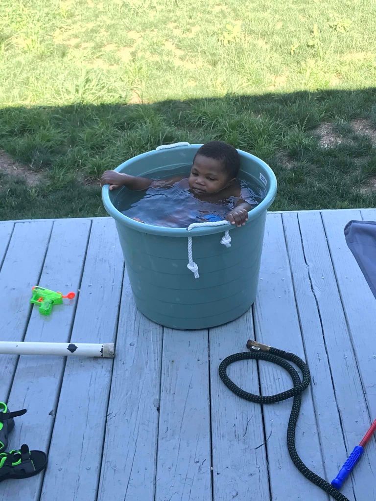 Darnell in a bucket of water. 