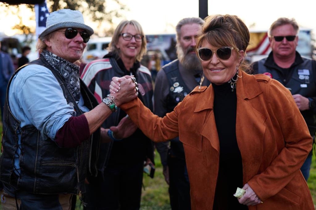 "The eyes of the world are on Texas right now," Palin, 59, said to a cheering crowd at the "Take our Border Back" rally in Dripping Springs. 